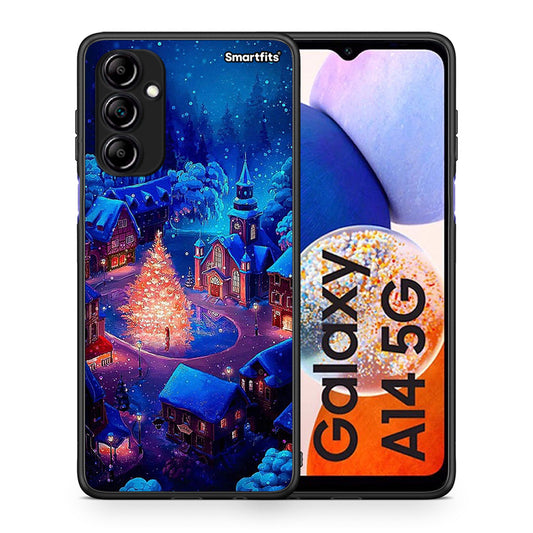 Θήκη Samsung Galaxy A14 / A14 5G Xmas Village από τη Smartfits με σχέδιο στο πίσω μέρος και μαύρο περίβλημα | Samsung Galaxy A14 / A14 5G Xmas Village Case with Colorful Back and Black Bezels