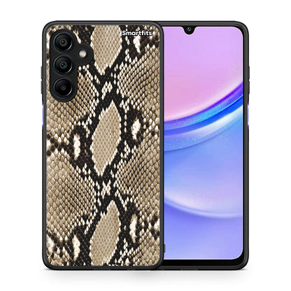 Θήκη Samsung Galaxy A15 4G Fashion Snake Animal από τη Smartfits με σχέδιο στο πίσω μέρος και μαύρο περίβλημα | Samsung Galaxy A15 4G Fashion Snake Animal case with colorful back and black bezels