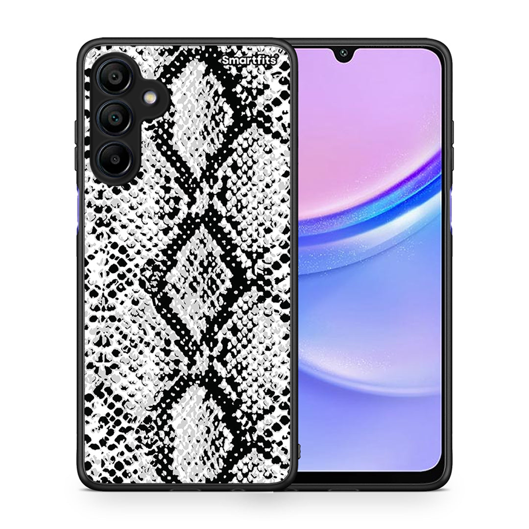 Θήκη Samsung Galaxy A15 4G White Snake Animal από τη Smartfits με σχέδιο στο πίσω μέρος και μαύρο περίβλημα | Samsung Galaxy A15 4G White Snake Animal case with colorful back and black bezels