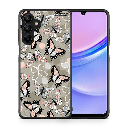 Θήκη Samsung Galaxy A15 4G Butterflies Boho από τη Smartfits με σχέδιο στο πίσω μέρος και μαύρο περίβλημα | Samsung Galaxy A15 4G Butterflies Boho case with colorful back and black bezels