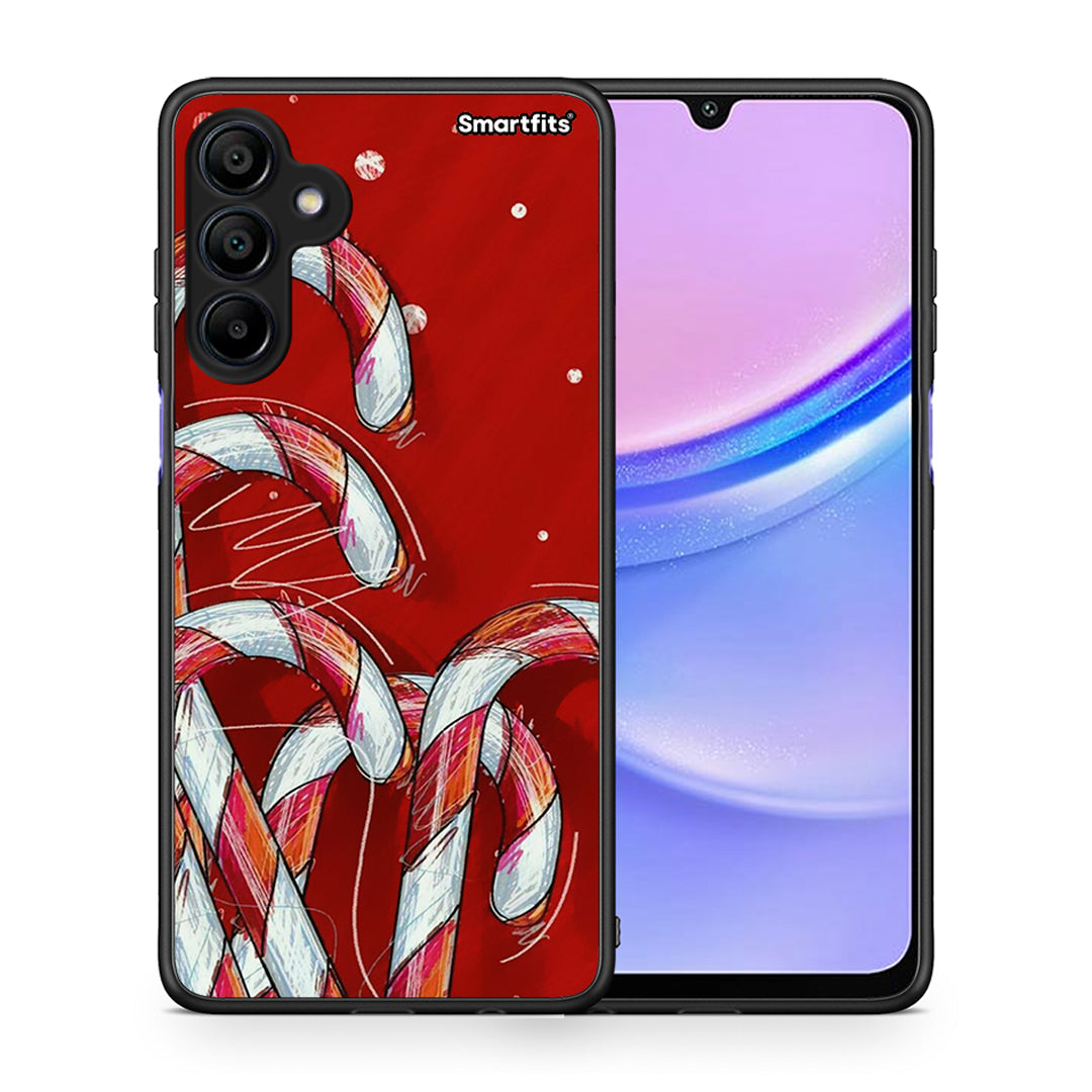 Θήκη Samsung Galaxy A15 4G Candy Cane από τη Smartfits με σχέδιο στο πίσω μέρος και μαύρο περίβλημα | Samsung Galaxy A15 4G Candy Cane case with colorful back and black bezels