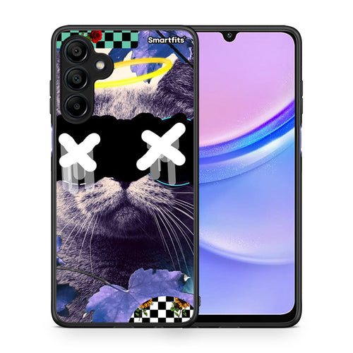 Θήκη Samsung Galaxy A15 4G Cat Collage από τη Smartfits με σχέδιο στο πίσω μέρος και μαύρο περίβλημα | Samsung Galaxy A15 4G Cat Collage case with colorful back and black bezels