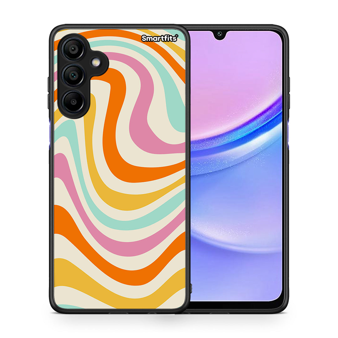 Θήκη Samsung Galaxy A15 4G Colourful Waves από τη Smartfits με σχέδιο στο πίσω μέρος και μαύρο περίβλημα | Samsung Galaxy A15 4G Colourful Waves case with colorful back and black bezels