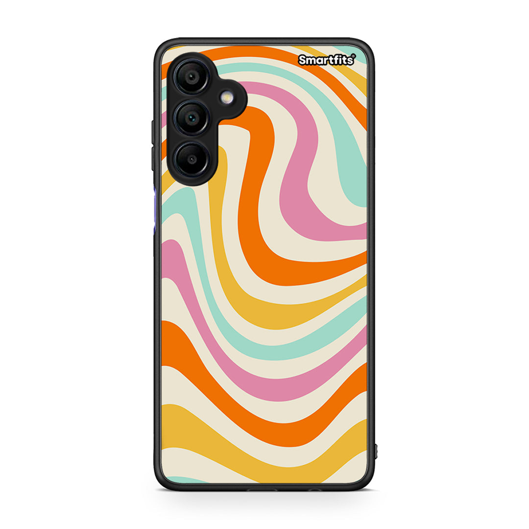 Samsung Galaxy A15 4G Colourful Waves θήκη από τη Smartfits με σχέδιο στο πίσω μέρος και μαύρο περίβλημα | Smartphone case with colorful back and black bezels by Smartfits