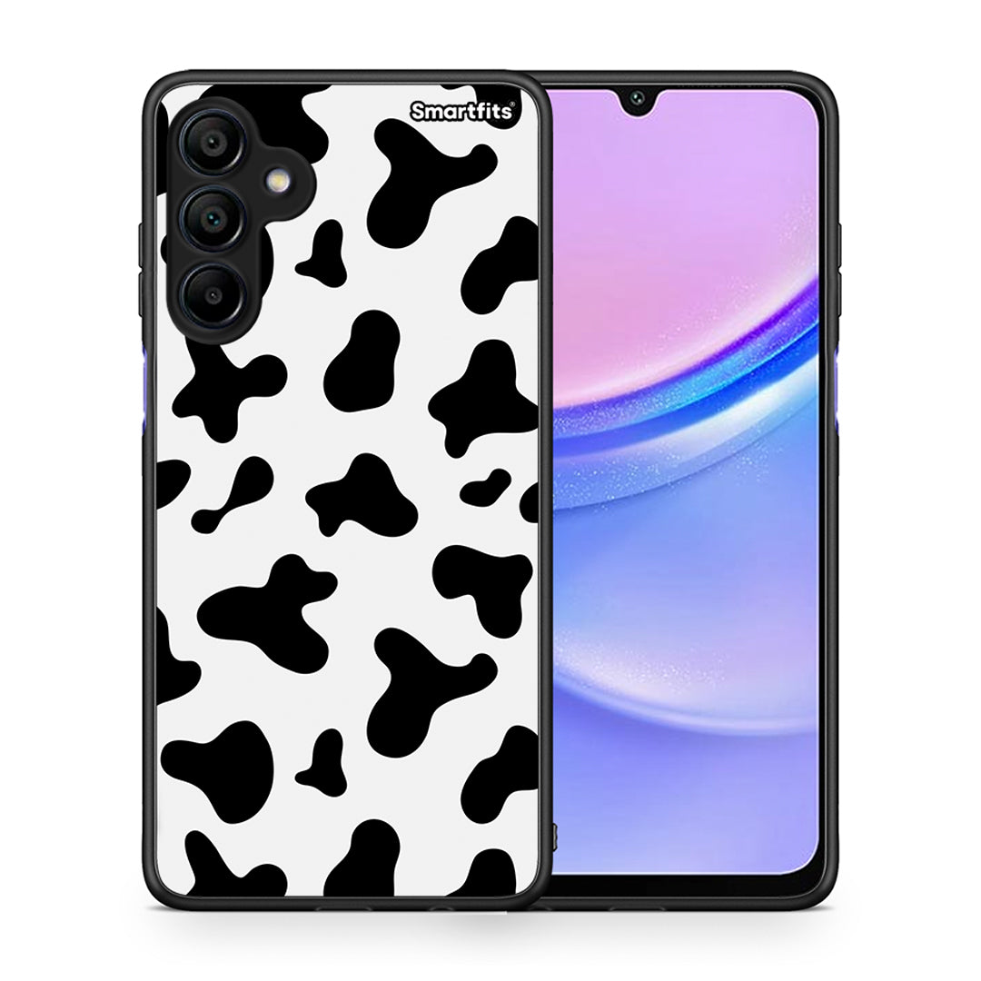 Θήκη Samsung Galaxy A15 4G Cow Print από τη Smartfits με σχέδιο στο πίσω μέρος και μαύρο περίβλημα | Samsung Galaxy A15 4G Cow Print case with colorful back and black bezels