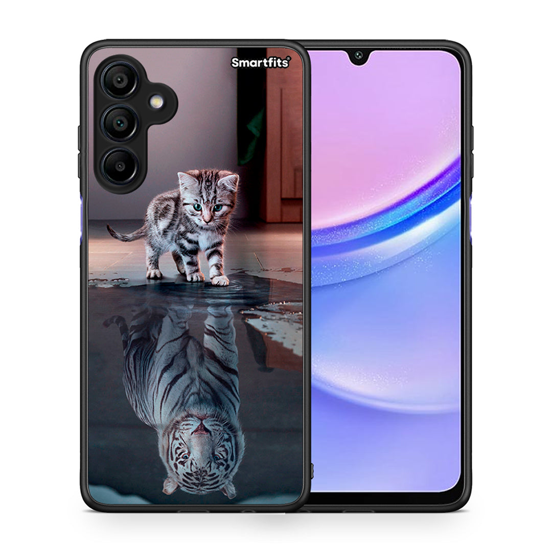 Θήκη Samsung Galaxy A15 4G Tiger Cute από τη Smartfits με σχέδιο στο πίσω μέρος και μαύρο περίβλημα | Samsung Galaxy A15 4G Tiger Cute case with colorful back and black bezels