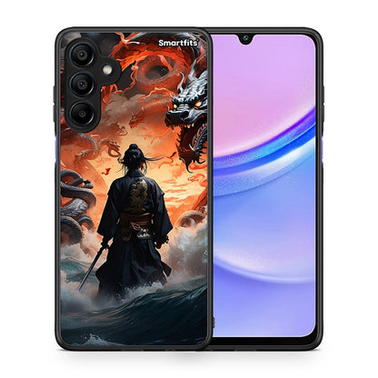 Θήκη Samsung Galaxy A15 4G Dragons Fight από τη Smartfits με σχέδιο στο πίσω μέρος και μαύρο περίβλημα | Samsung Galaxy A15 4G Dragons Fight case with colorful back and black bezels
