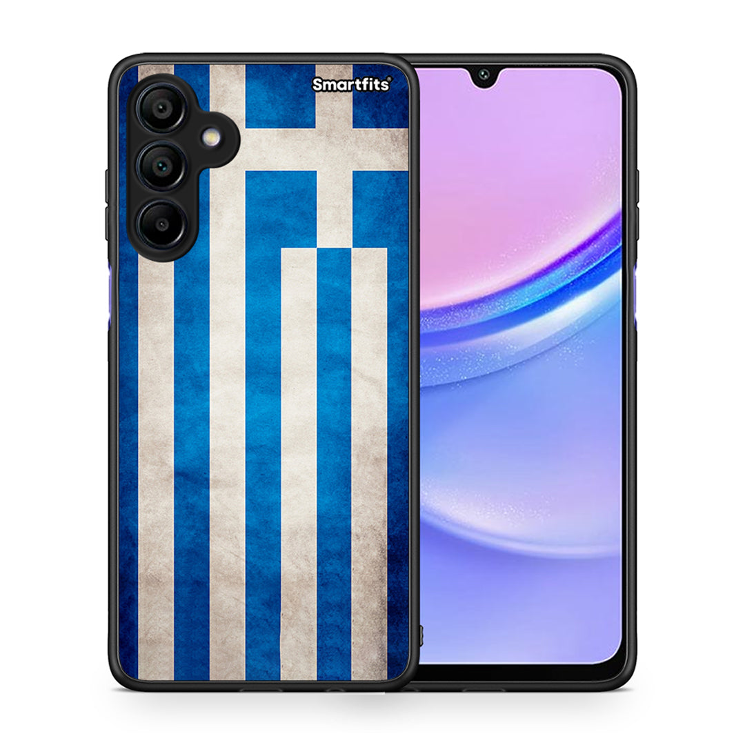 Θήκη Samsung Galaxy A15 4G Greek Flag από τη Smartfits με σχέδιο στο πίσω μέρος και μαύρο περίβλημα | Samsung Galaxy A15 4G Greek Flag case with colorful back and black bezels