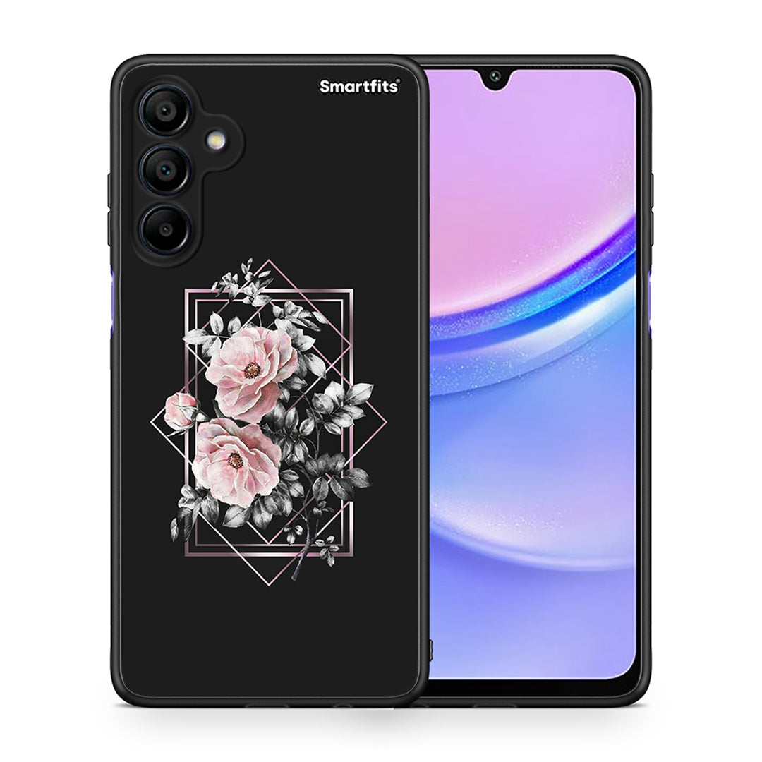 Θήκη Samsung Galaxy A15 4G Frame Flower από τη Smartfits με σχέδιο στο πίσω μέρος και μαύρο περίβλημα | Samsung Galaxy A15 4G Frame Flower case with colorful back and black bezels