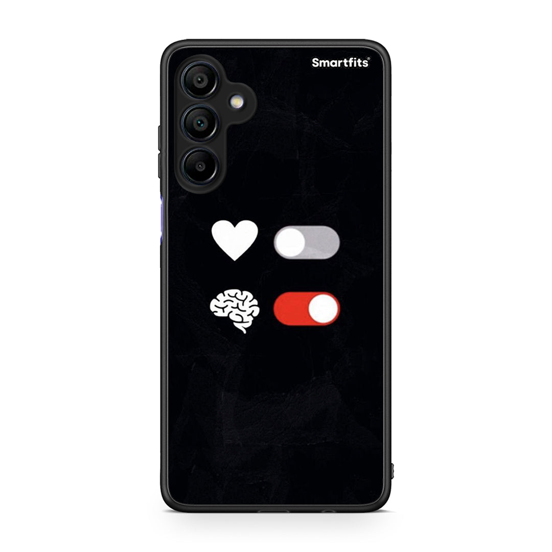 Samsung Galaxy A15 4G Heart Vs Brain Θήκη Αγίου Βαλεντίνου από τη Smartfits με σχέδιο στο πίσω μέρος και μαύρο περίβλημα | Smartphone case with colorful back and black bezels by Smartfits