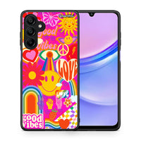 Thumbnail for Θήκη Samsung Galaxy A15 4G Hippie Love από τη Smartfits με σχέδιο στο πίσω μέρος και μαύρο περίβλημα | Samsung Galaxy A15 4G Hippie Love case with colorful back and black bezels