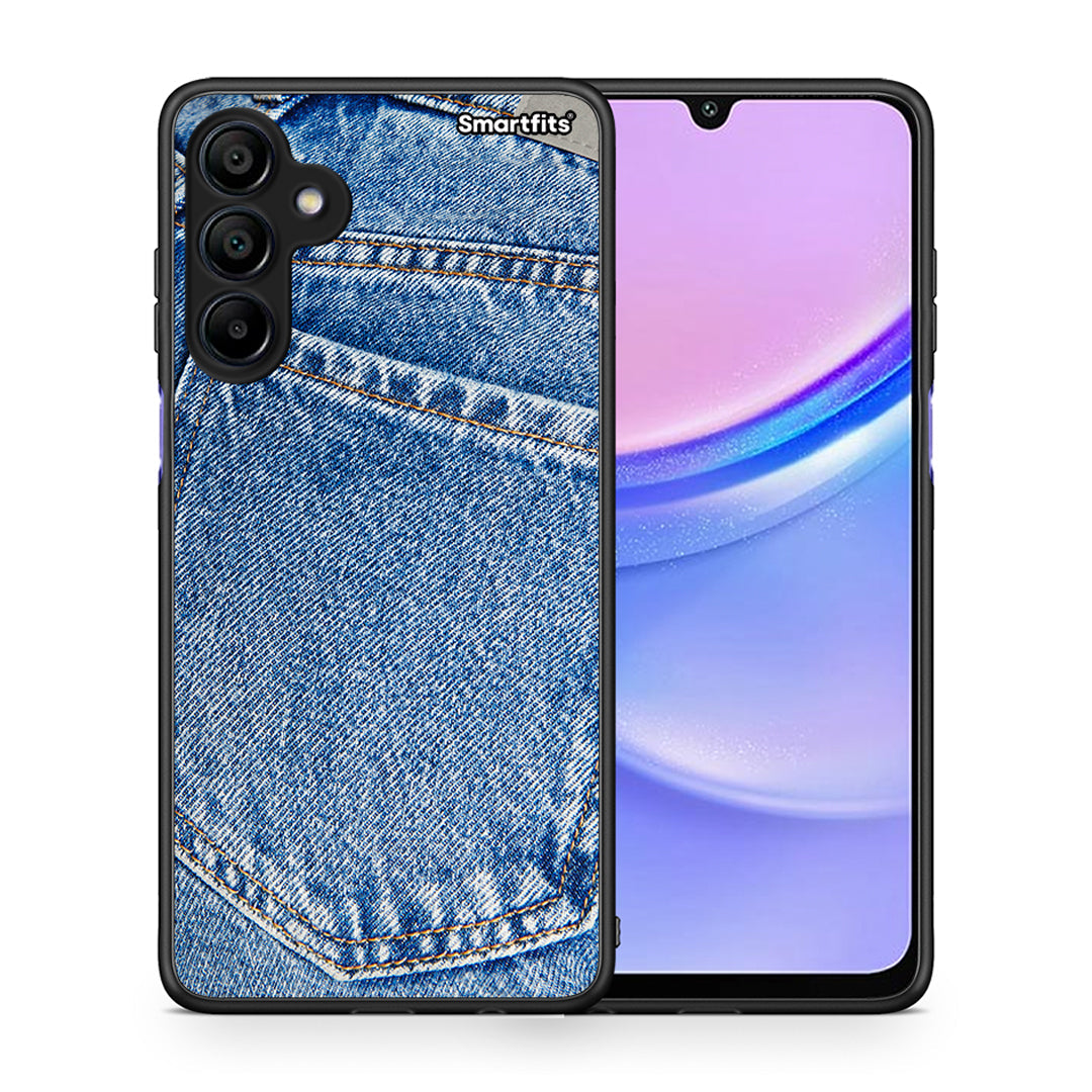 Θήκη Samsung Galaxy A15 4G Jeans Pocket από τη Smartfits με σχέδιο στο πίσω μέρος και μαύρο περίβλημα | Samsung Galaxy A15 4G Jeans Pocket case with colorful back and black bezels