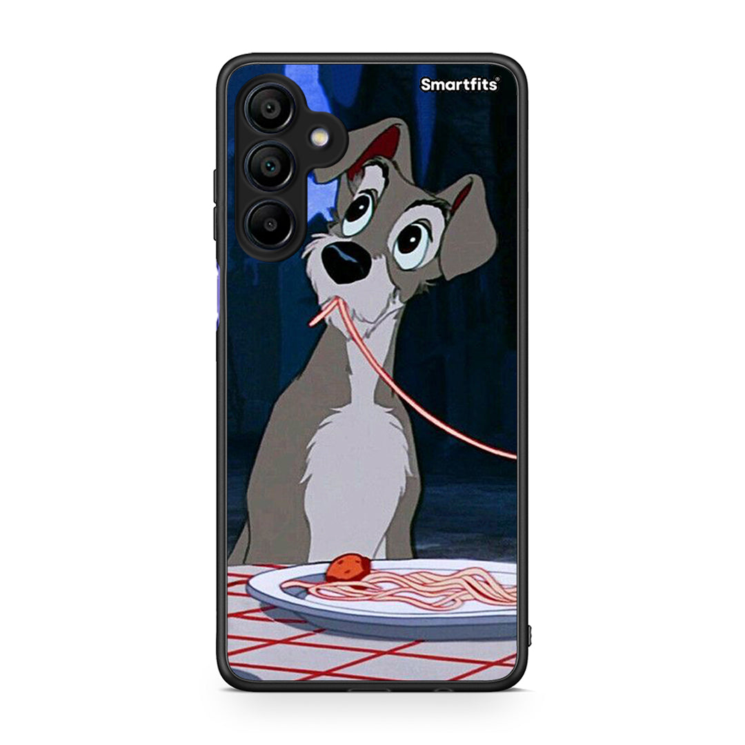 Samsung Galaxy A15 4G Lady And Tramp 1 Θήκη Αγίου Βαλεντίνου από τη Smartfits με σχέδιο στο πίσω μέρος και μαύρο περίβλημα | Smartphone case with colorful back and black bezels by Smartfits