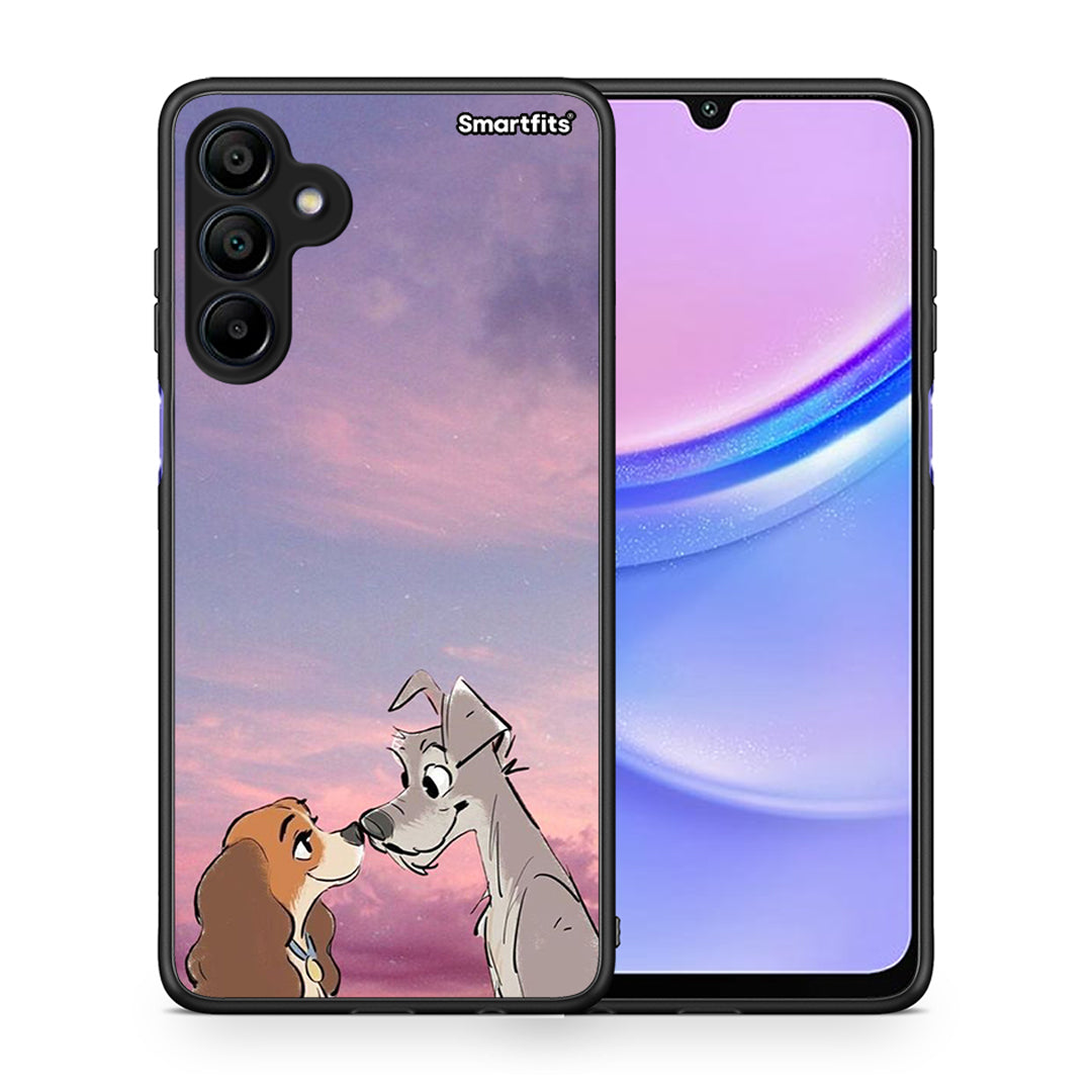 Θήκη Samsung Galaxy A15 4G Lady And Tramp από τη Smartfits με σχέδιο στο πίσω μέρος και μαύρο περίβλημα | Samsung Galaxy A15 4G Lady And Tramp case with colorful back and black bezels