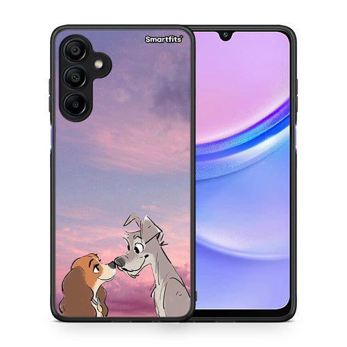 Θήκη Samsung Galaxy A15 4G Lady And Tramp από τη Smartfits με σχέδιο στο πίσω μέρος και μαύρο περίβλημα | Samsung Galaxy A15 4G Lady And Tramp case with colorful back and black bezels