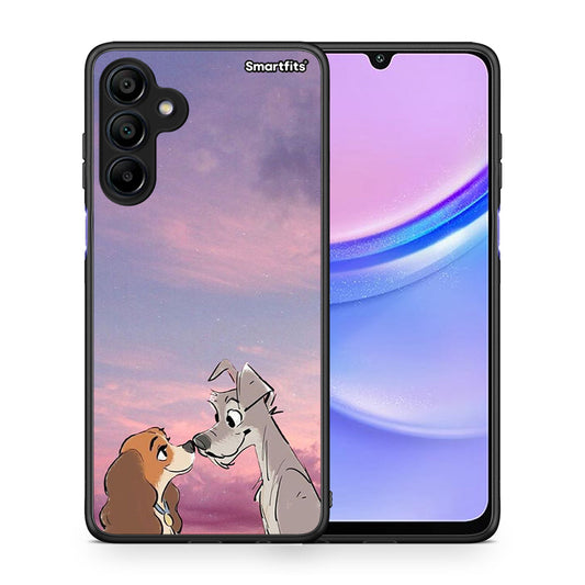 Θήκη Samsung Galaxy A15 4G Lady And Tramp από τη Smartfits με σχέδιο στο πίσω μέρος και μαύρο περίβλημα | Samsung Galaxy A15 4G Lady And Tramp case with colorful back and black bezels