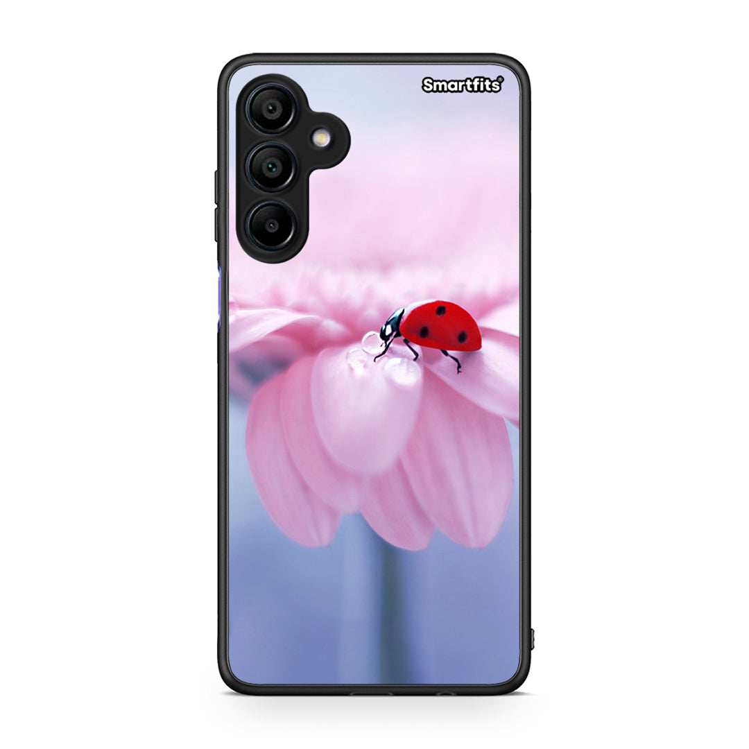 Samsung Galaxy A15 4G Ladybug Flower θήκη από τη Smartfits με σχέδιο στο πίσω μέρος και μαύρο περίβλημα | Smartphone case with colorful back and black bezels by Smartfits