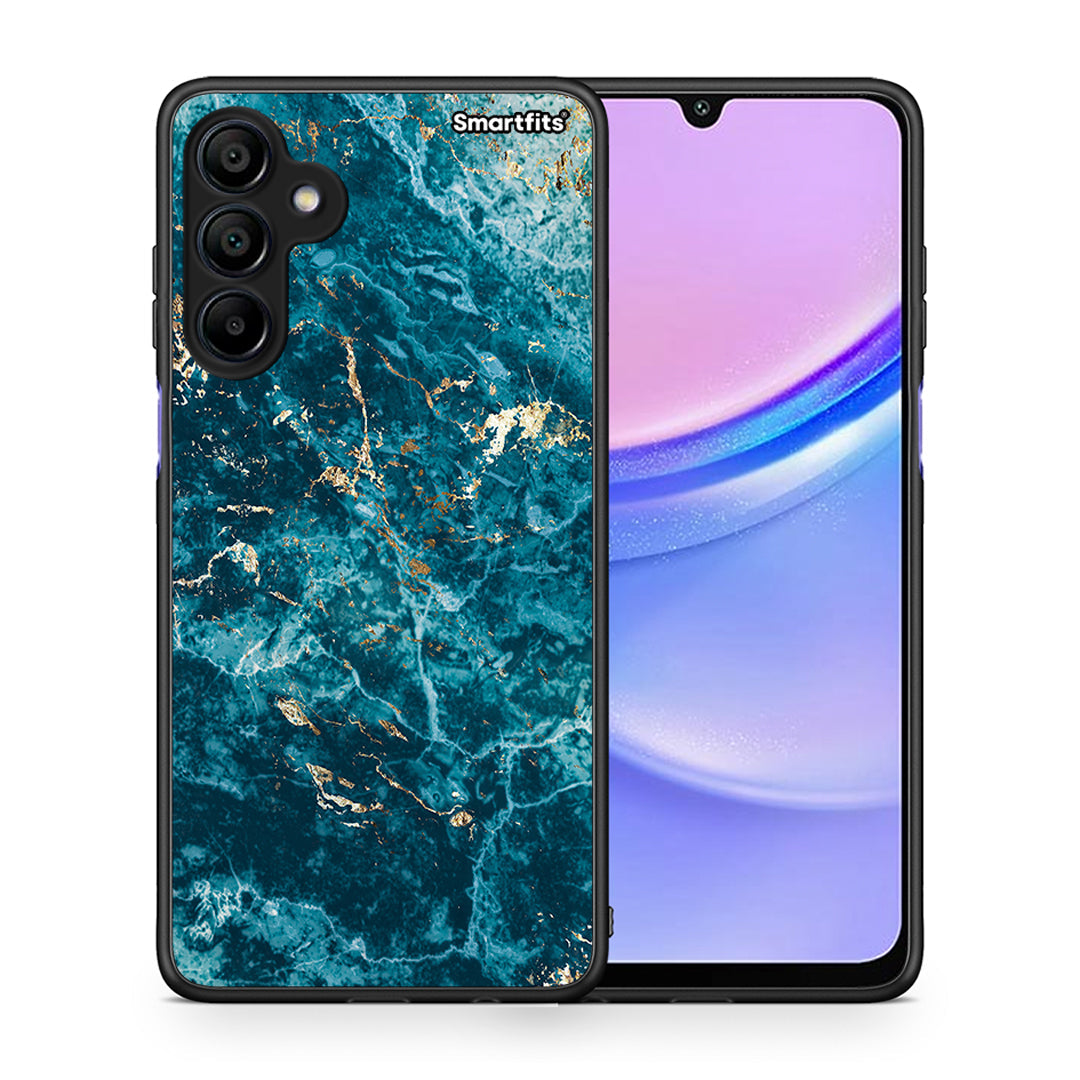 Θήκη Samsung Galaxy A15 4G Marble Blue από τη Smartfits με σχέδιο στο πίσω μέρος και μαύρο περίβλημα | Samsung Galaxy A15 4G Marble Blue case with colorful back and black bezels