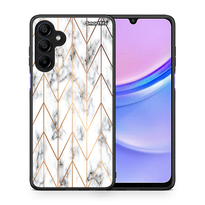 Θήκη Samsung Galaxy A15 4G Gold Geometric Marble από τη Smartfits με σχέδιο στο πίσω μέρος και μαύρο περίβλημα | Samsung Galaxy A15 4G Gold Geometric Marble case with colorful back and black bezels