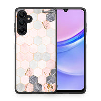 Thumbnail for Θήκη Samsung Galaxy A15 4G Hexagon Pink Marble από τη Smartfits με σχέδιο στο πίσω μέρος και μαύρο περίβλημα | Samsung Galaxy A15 4G Hexagon Pink Marble case with colorful back and black bezels