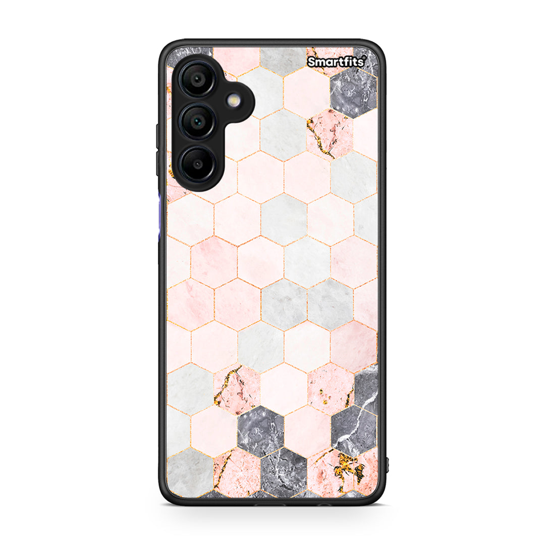 4 - Samsung Galaxy A15 4G Hexagon Pink Marble case, cover, bumper