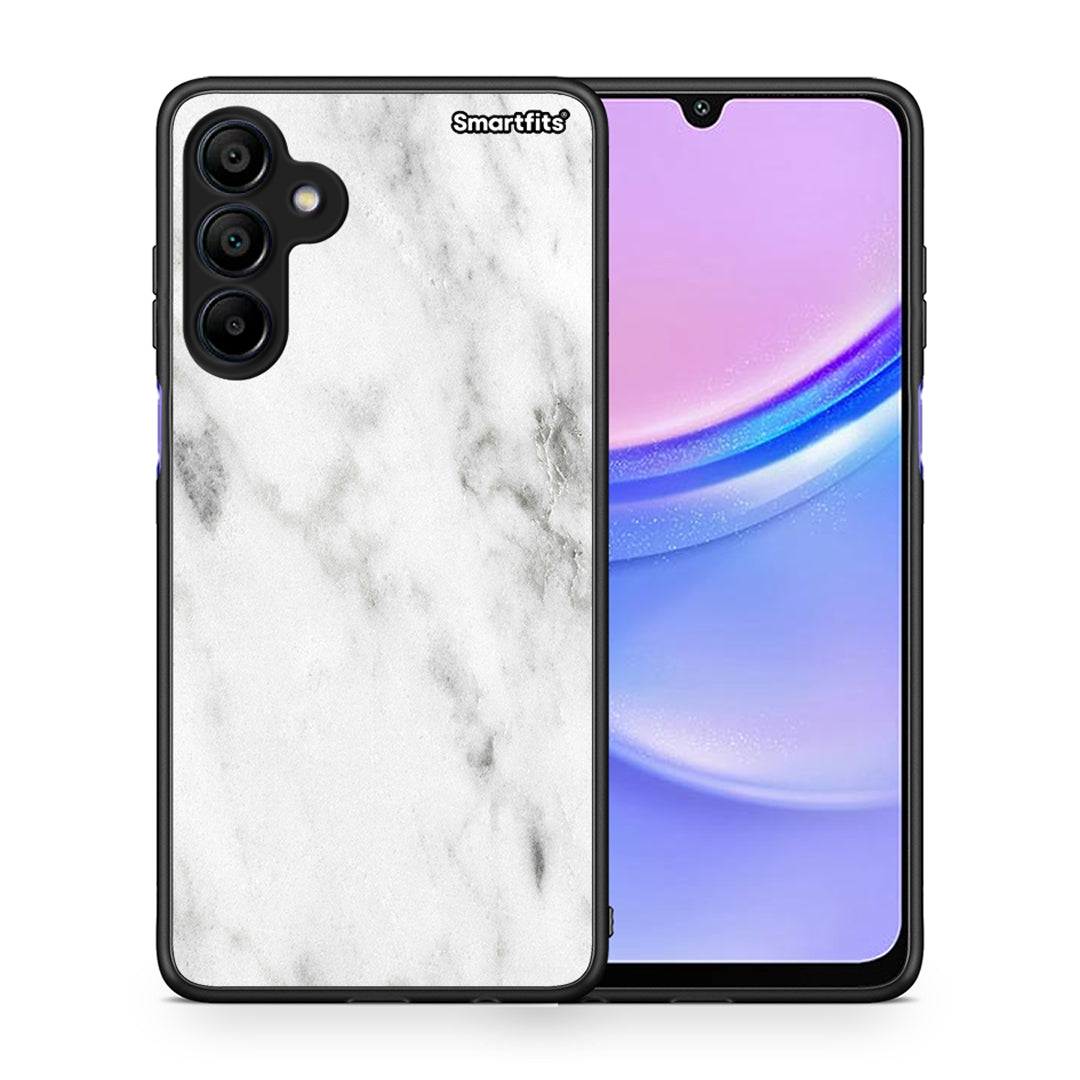 Θήκη Samsung Galaxy A15 4G White Marble από τη Smartfits με σχέδιο στο πίσω μέρος και μαύρο περίβλημα | Samsung Galaxy A15 4G White Marble case with colorful back and black bezels