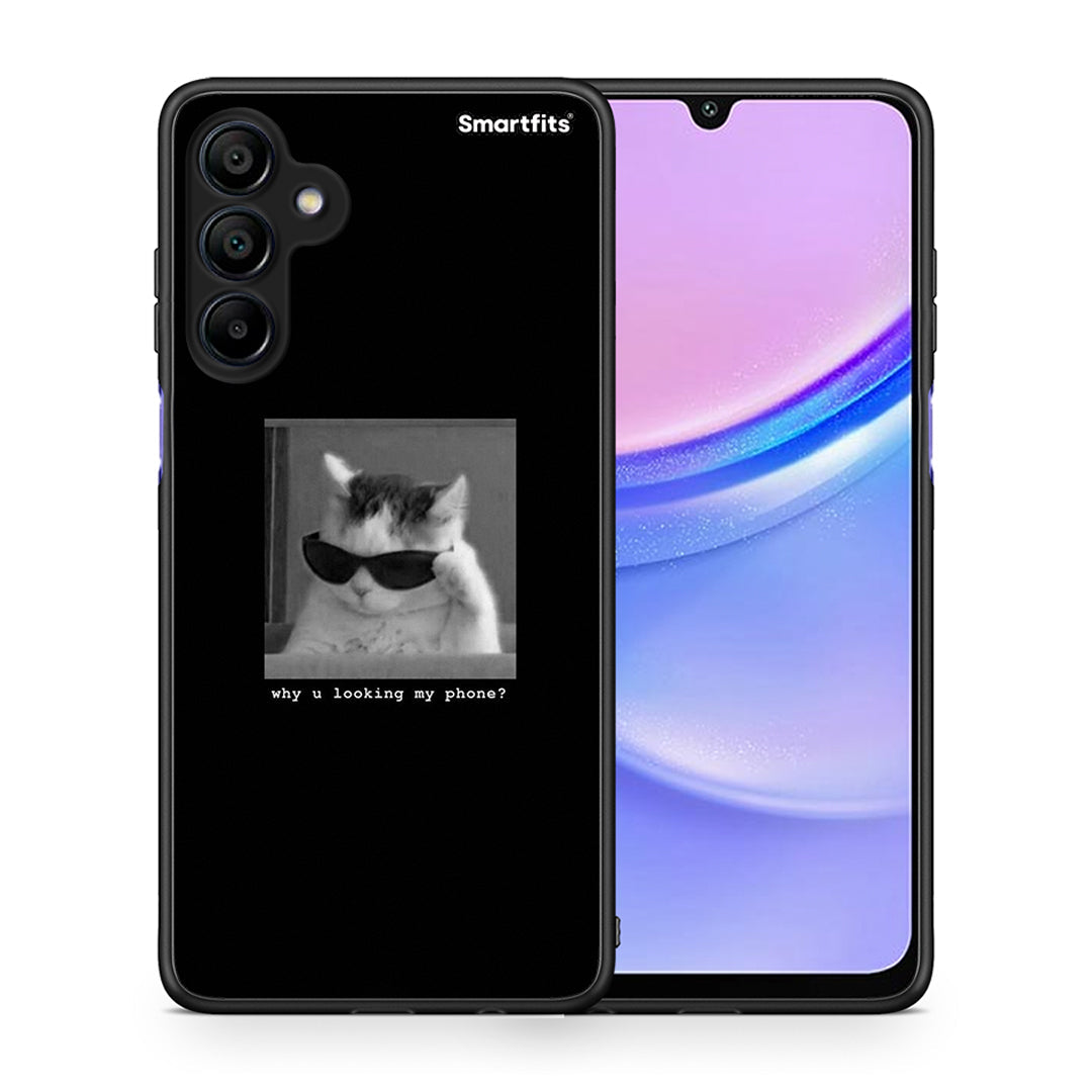 Θήκη Samsung Galaxy A15 4G Meme Cat από τη Smartfits με σχέδιο στο πίσω μέρος και μαύρο περίβλημα | Samsung Galaxy A15 4G Meme Cat case with colorful back and black bezels