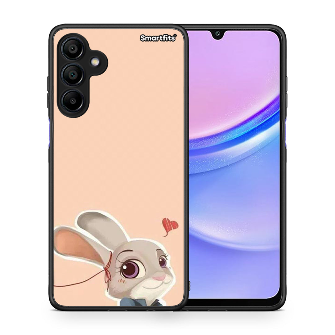 Θήκη Samsung Galaxy A15 4G Nick Wilde And Judy Hopps Love 2 από τη Smartfits με σχέδιο στο πίσω μέρος και μαύρο περίβλημα | Samsung Galaxy A15 4G Nick Wilde And Judy Hopps Love 2 case with colorful back and black bezels