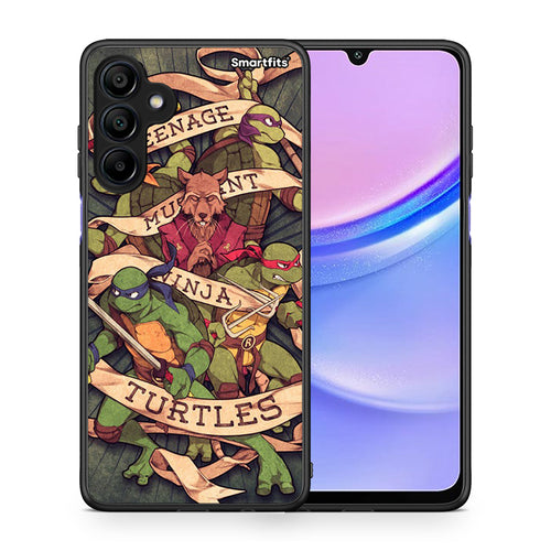 Θήκη Samsung Galaxy A15 4G Ninja Turtles από τη Smartfits με σχέδιο στο πίσω μέρος και μαύρο περίβλημα | Samsung Galaxy A15 4G Ninja Turtles case with colorful back and black bezels