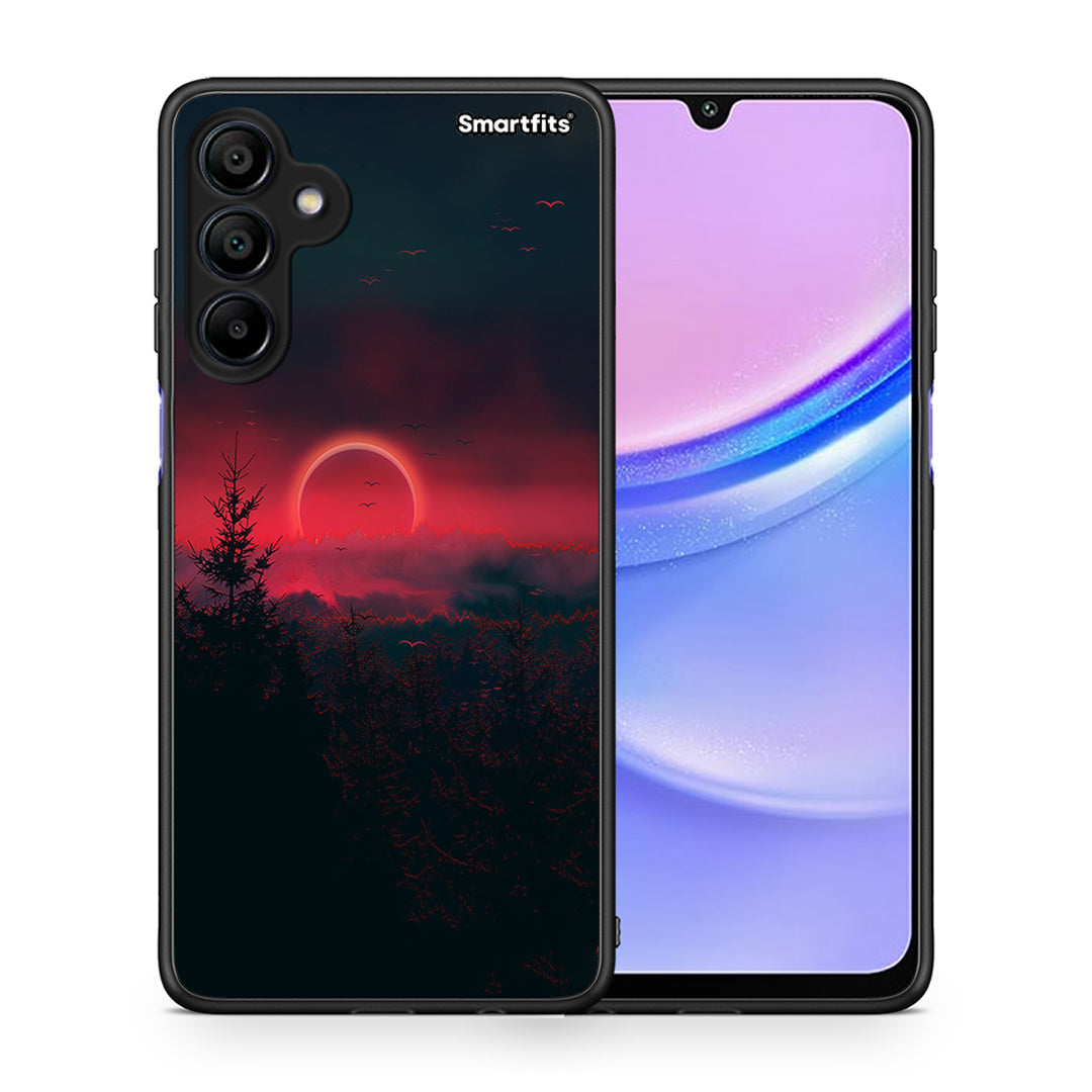 Θήκη Samsung Galaxy A15 4G Sunset Tropic από τη Smartfits με σχέδιο στο πίσω μέρος και μαύρο περίβλημα | Samsung Galaxy A15 4G Sunset Tropic case with colorful back and black bezels