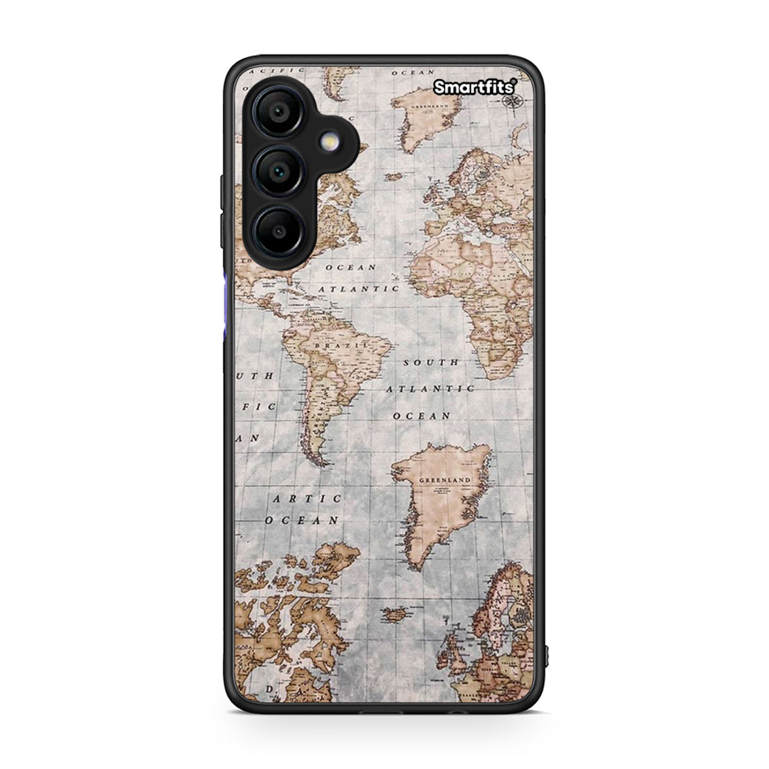 Samsung Galaxy A15 4G World Map Θήκη από τη Smartfits με σχέδιο στο πίσω μέρος και μαύρο περίβλημα | Smartphone case with colorful back and black bezels by Smartfits