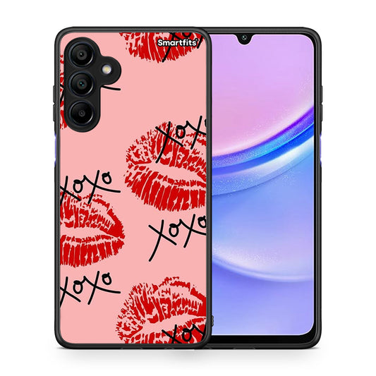 Θήκη Samsung Galaxy A15 4G XOXO Lips από τη Smartfits με σχέδιο στο πίσω μέρος και μαύρο περίβλημα | Samsung Galaxy A15 4G XOXO Lips case with colorful back and black bezels