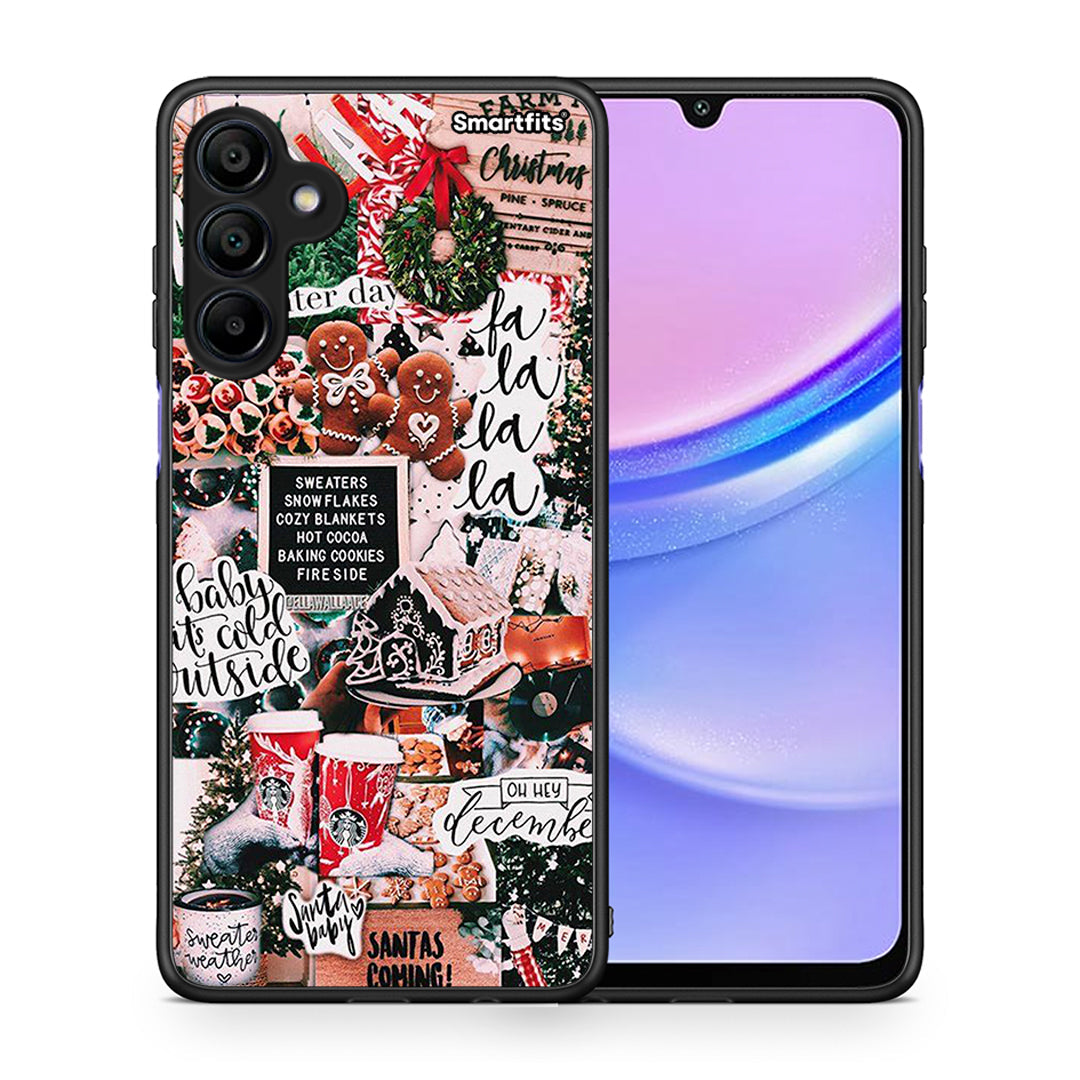 Θήκη Samsung Galaxy A15 4G Xmas Habbits από τη Smartfits με σχέδιο στο πίσω μέρος και μαύρο περίβλημα | Samsung Galaxy A15 4G Xmas Habbits case with colorful back and black bezels