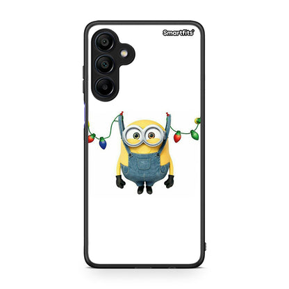Samsung Galaxy A15 4G Xmas Minion Lights θήκη από τη Smartfits με σχέδιο στο πίσω μέρος και μαύρο περίβλημα | Smartphone case with colorful back and black bezels by Smartfits