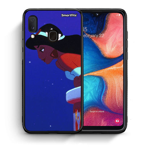 Θήκη Samsung A20e Alladin And Jasmine Love 2 από τη Smartfits με σχέδιο στο πίσω μέρος και μαύρο περίβλημα | Samsung A20e Alladin And Jasmine Love 2 case with colorful back and black bezels