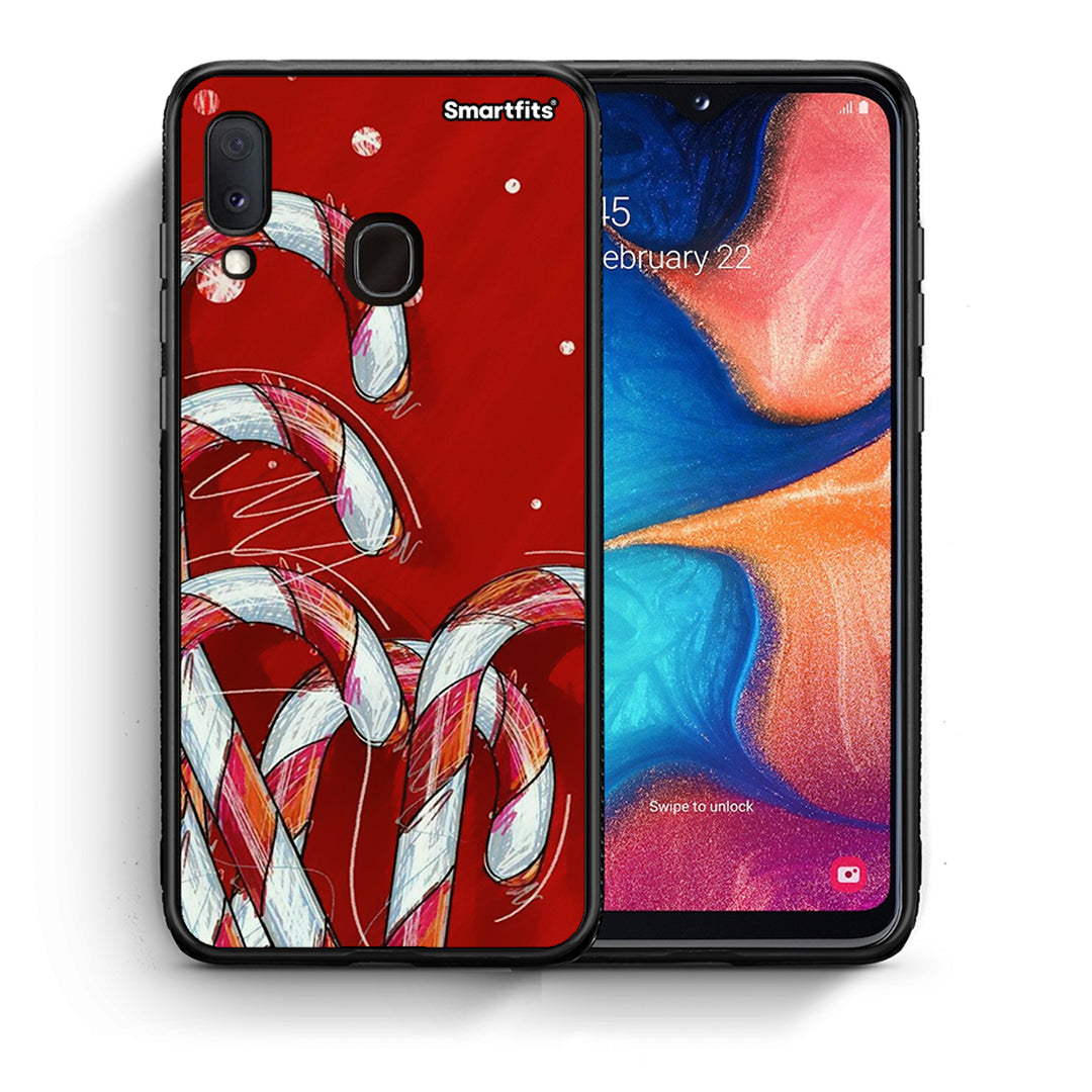 Θήκη Samsung Galaxy M20 Candy Cane από τη Smartfits με σχέδιο στο πίσω μέρος και μαύρο περίβλημα | Samsung Galaxy M20 Candy Cane case with colorful back and black bezels