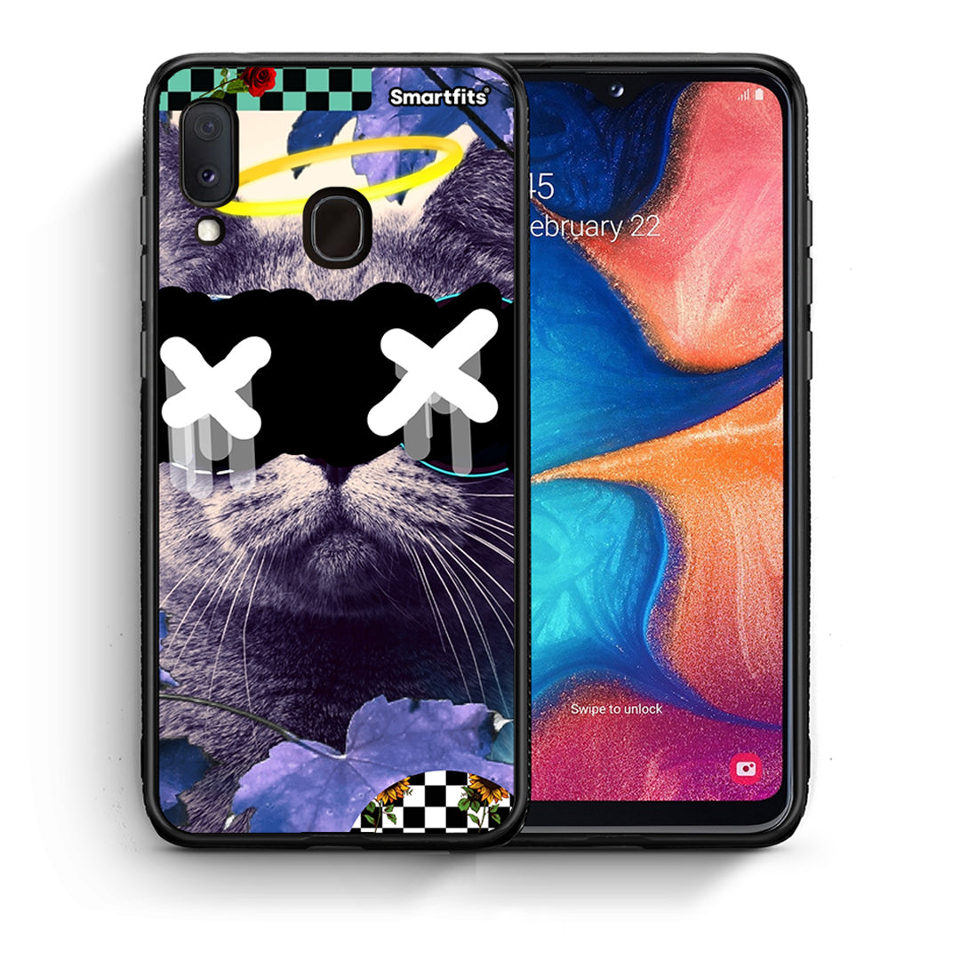Θήκη Samsung Galaxy M20 Cat Collage από τη Smartfits με σχέδιο στο πίσω μέρος και μαύρο περίβλημα | Samsung Galaxy M20 Cat Collage case with colorful back and black bezels