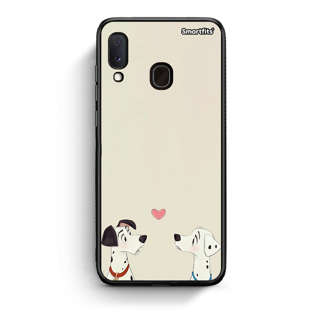 Samsung Galaxy A30 Dalmatians Love θήκη από τη Smartfits με σχέδιο στο πίσω μέρος και μαύρο περίβλημα | Smartphone case with colorful back and black bezels by Smartfits