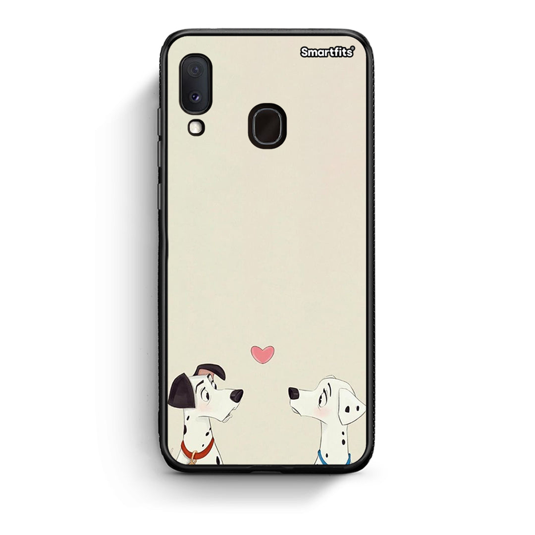 Samsung A20e Dalmatians Love θήκη από τη Smartfits με σχέδιο στο πίσω μέρος και μαύρο περίβλημα | Smartphone case with colorful back and black bezels by Smartfits