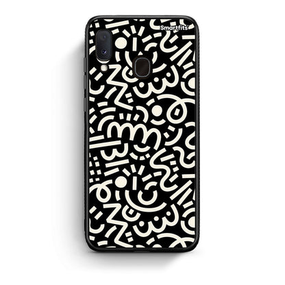 Samsung A20e Doodle Art Θήκη από τη Smartfits με σχέδιο στο πίσω μέρος και μαύρο περίβλημα | Smartphone case with colorful back and black bezels by Smartfits