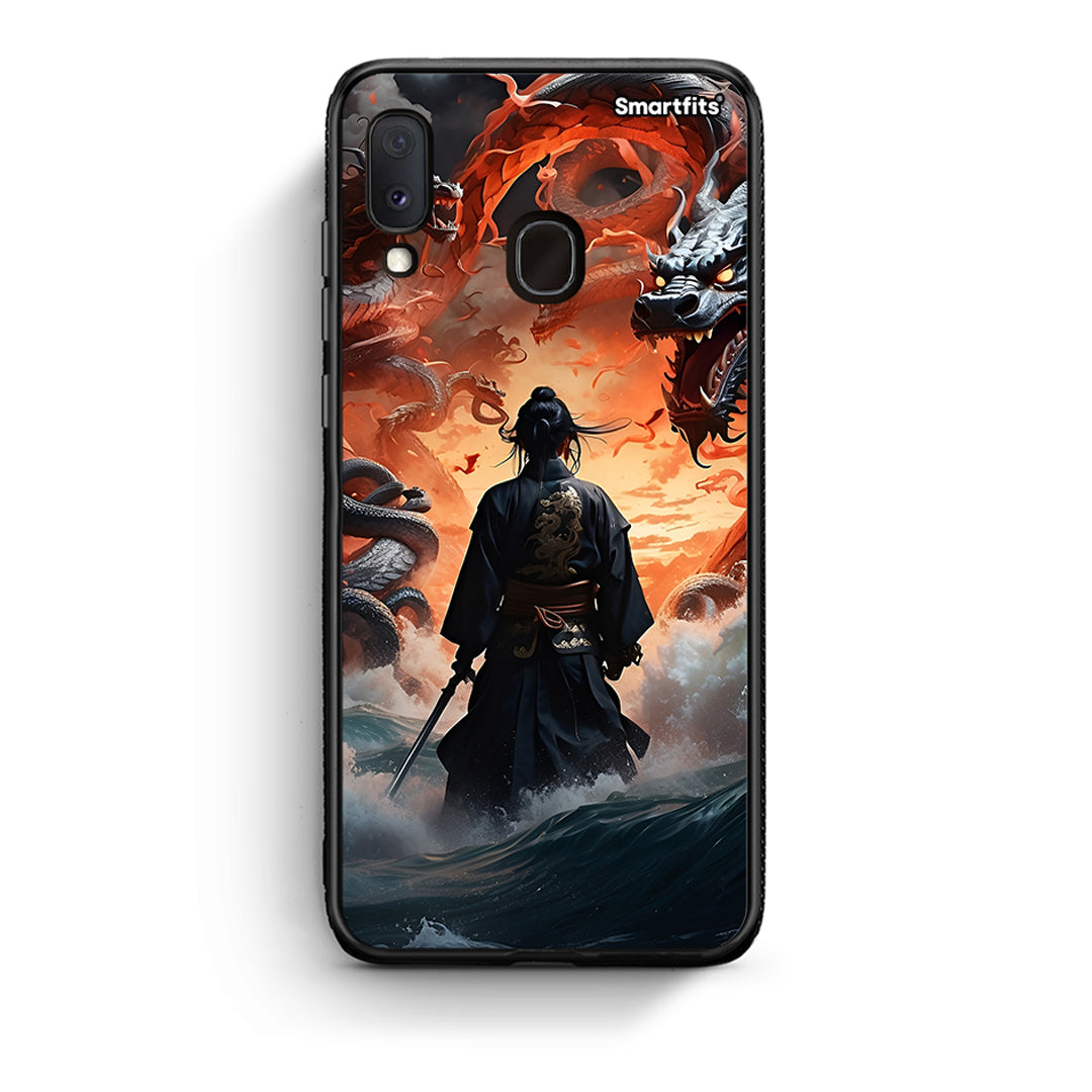 Samsung Galaxy A30 Dragons Fight θήκη από τη Smartfits με σχέδιο στο πίσω μέρος και μαύρο περίβλημα | Smartphone case with colorful back and black bezels by Smartfits