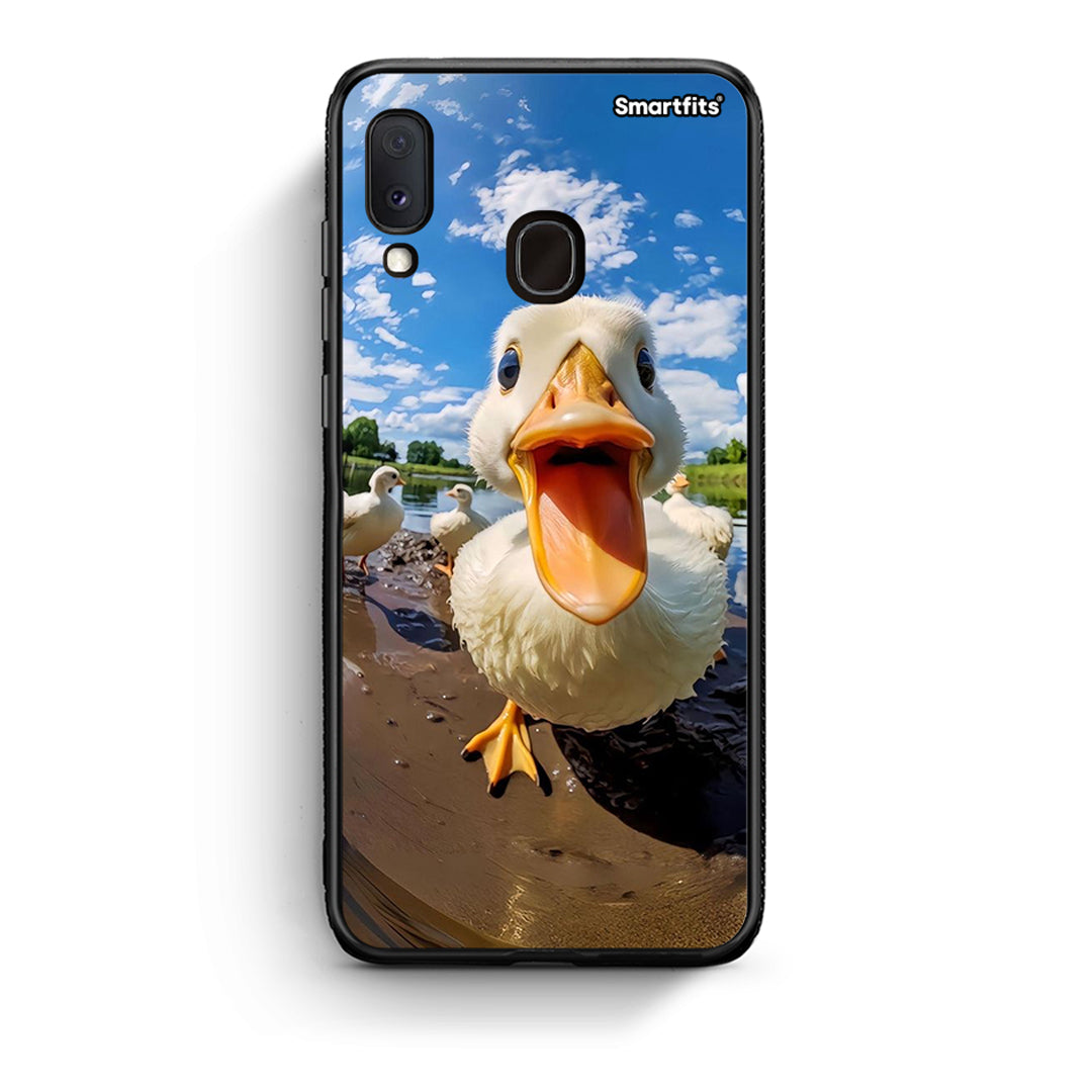 Samsung A20e Duck Face θήκη από τη Smartfits με σχέδιο στο πίσω μέρος και μαύρο περίβλημα | Smartphone case with colorful back and black bezels by Smartfits