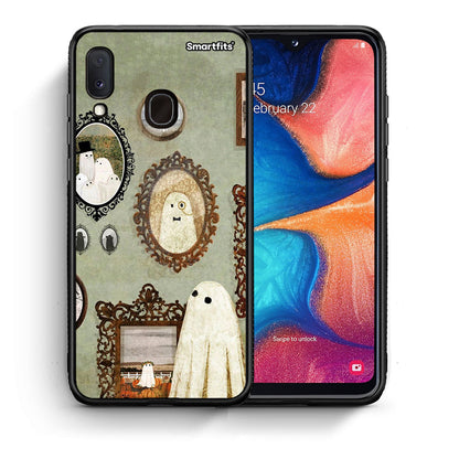 Θήκη Samsung Galaxy A30 Halloween Ghost Season από τη Smartfits με σχέδιο στο πίσω μέρος και μαύρο περίβλημα | Samsung Galaxy A30 Halloween Ghost Season case with colorful back and black bezels
