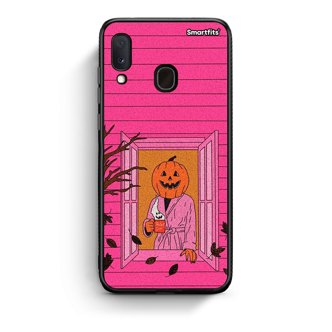 Samsung Galaxy M20 Halloween Pumpkin Lady Θήκη από τη Smartfits με σχέδιο στο πίσω μέρος και μαύρο περίβλημα | Smartphone case with colorful back and black bezels by Smartfits