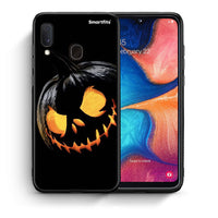 Thumbnail for Θήκη Samsung A20e Halloween Scary Pumpkin από τη Smartfits με σχέδιο στο πίσω μέρος και μαύρο περίβλημα | Samsung A20e Halloween Scary Pumpkin case with colorful back and black bezels