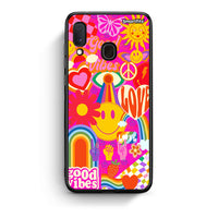 Thumbnail for Samsung Galaxy M20 Hippie Love θήκη από τη Smartfits με σχέδιο στο πίσω μέρος και μαύρο περίβλημα | Smartphone case with colorful back and black bezels by Smartfits