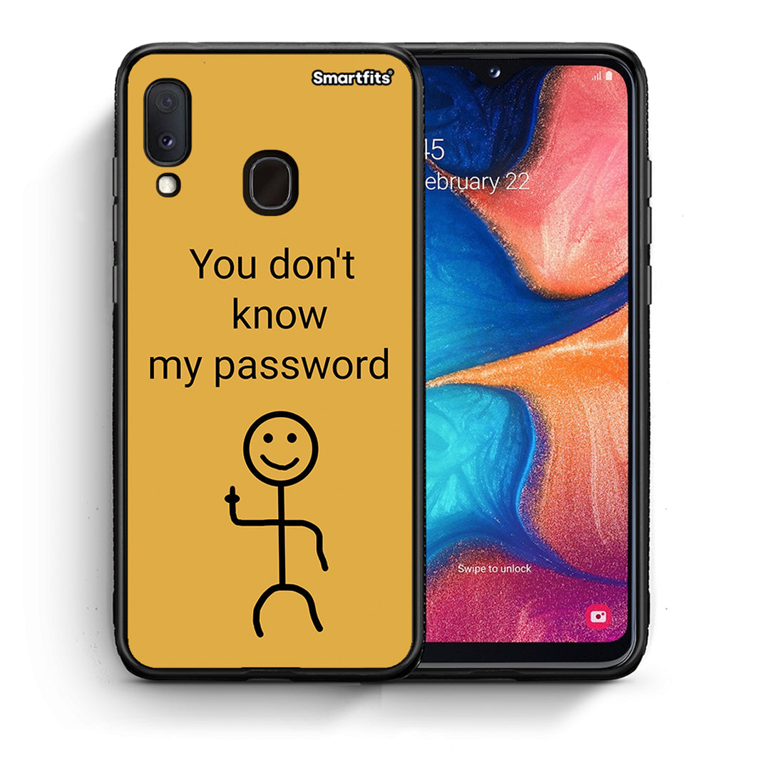 Θήκη Samsung A20e My Password από τη Smartfits με σχέδιο στο πίσω μέρος και μαύρο περίβλημα | Samsung A20e My Password case with colorful back and black bezels