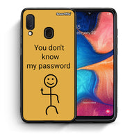 Thumbnail for Θήκη Samsung A20e My Password από τη Smartfits με σχέδιο στο πίσω μέρος και μαύρο περίβλημα | Samsung A20e My Password case with colorful back and black bezels