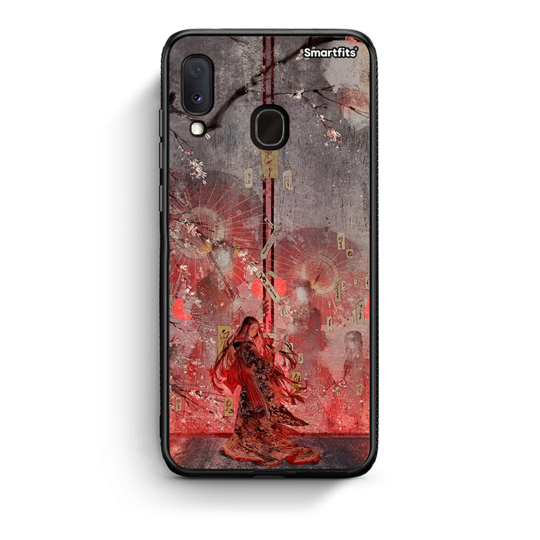 Samsung A20e Nezuko Kamado θήκη από τη Smartfits με σχέδιο στο πίσω μέρος και μαύρο περίβλημα | Smartphone case with colorful back and black bezels by Smartfits