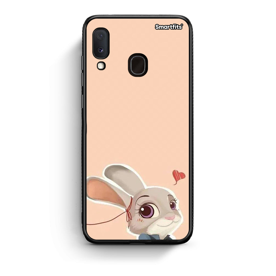 Samsung A20e Nick Wilde And Judy Hopps Love 2 θήκη από τη Smartfits με σχέδιο στο πίσω μέρος και μαύρο περίβλημα | Smartphone case with colorful back and black bezels by Smartfits